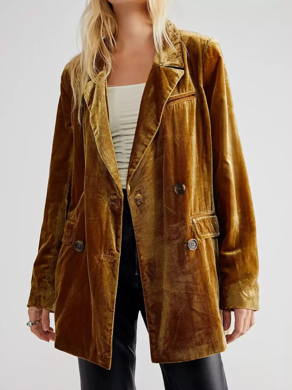 Lapel Collar Button Up Blazer Easy Layering Piece