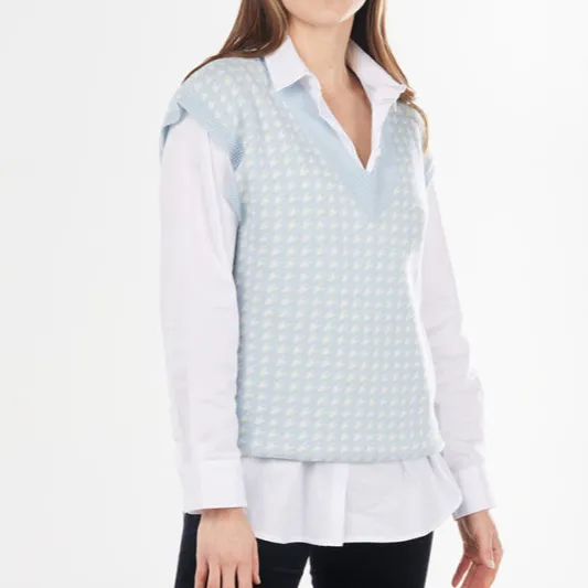 Houndstooth Knit Statement Vest