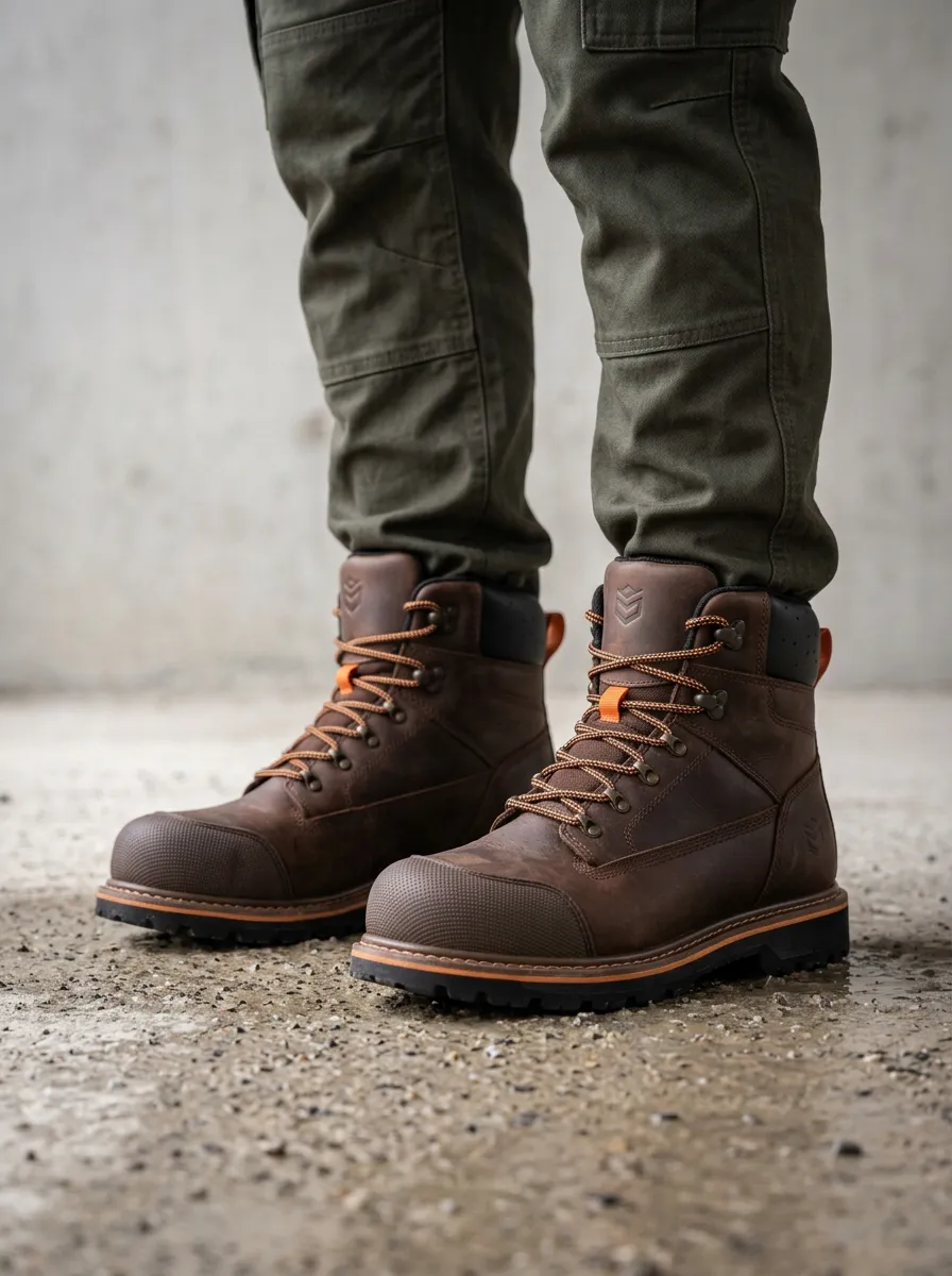 Men's Field Inspired Waterproof Construction Graphic Detail Work Boots