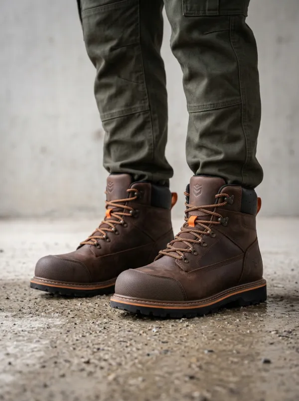 Men's Field Inspired Waterproof Construction Graphic Detail Work Boots
