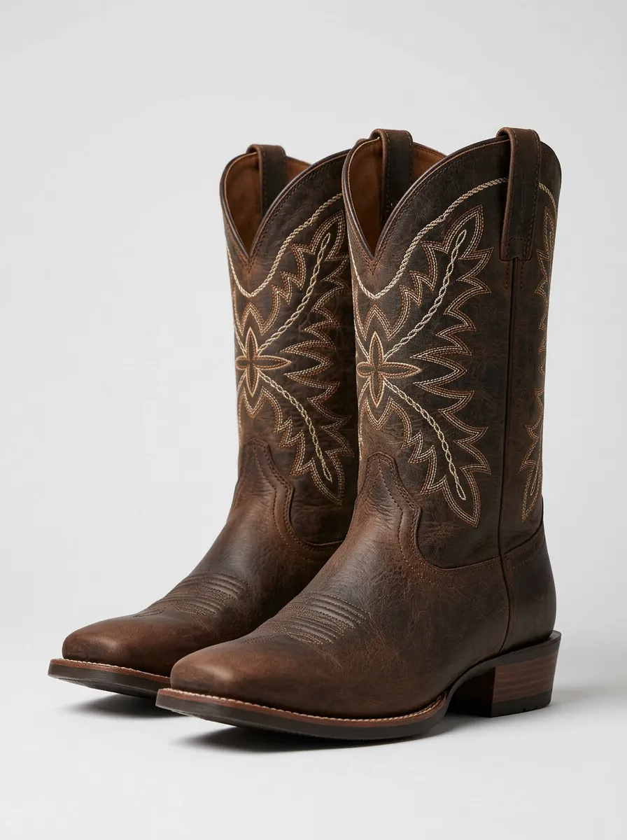 Men's Western Cowboy Embroidered Star Printed Boots