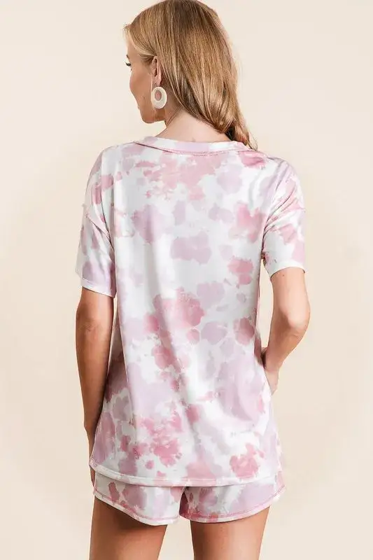 Tie Dye Print Terry Side Pocket Shorts