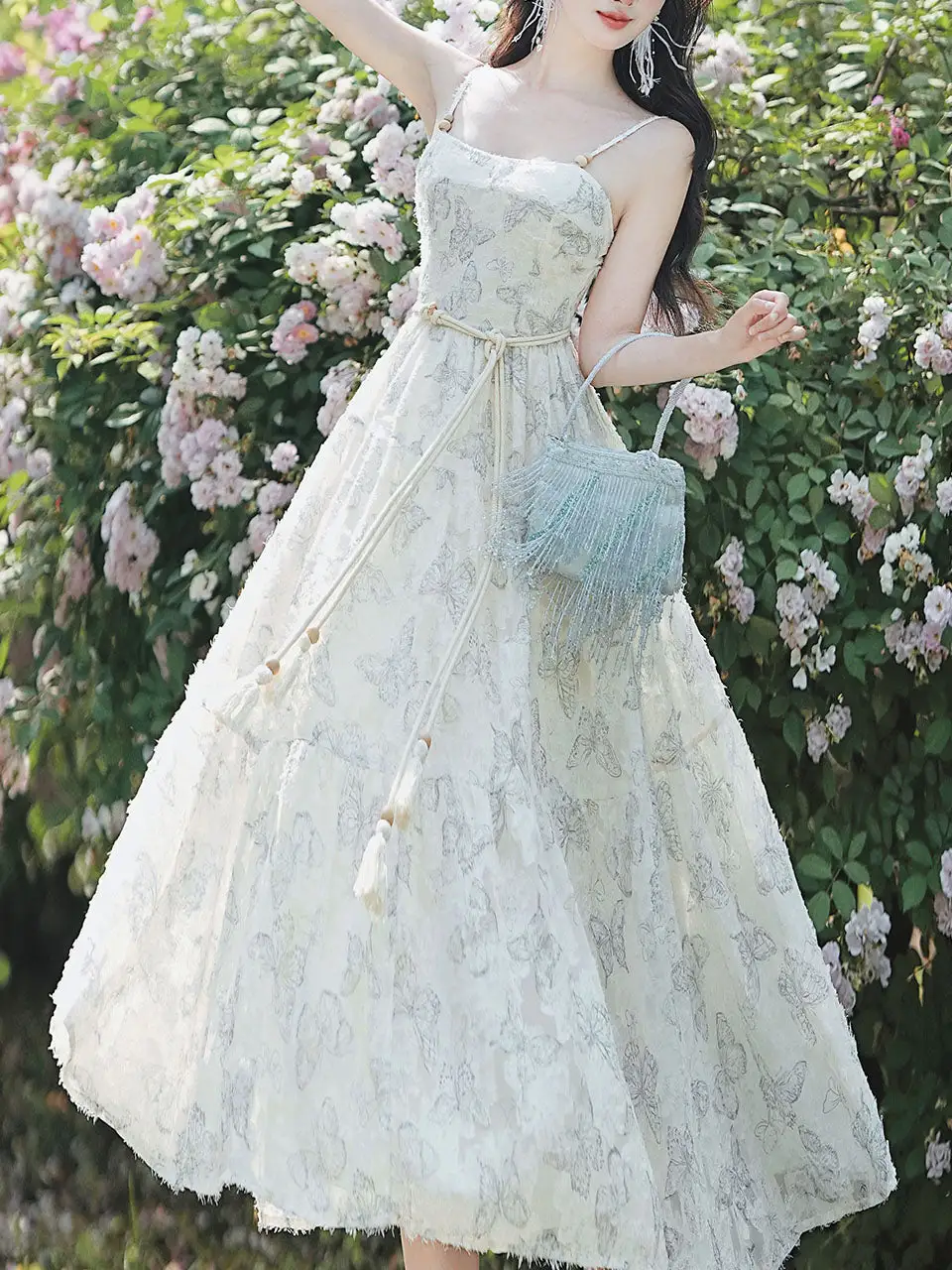 Butterfly Spaghetti Strap Maxi Dress