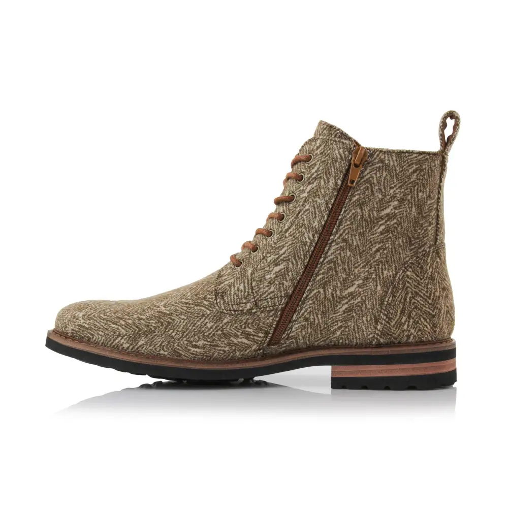 Faux-Leather Burnished Lace-Up Ankle Boots
