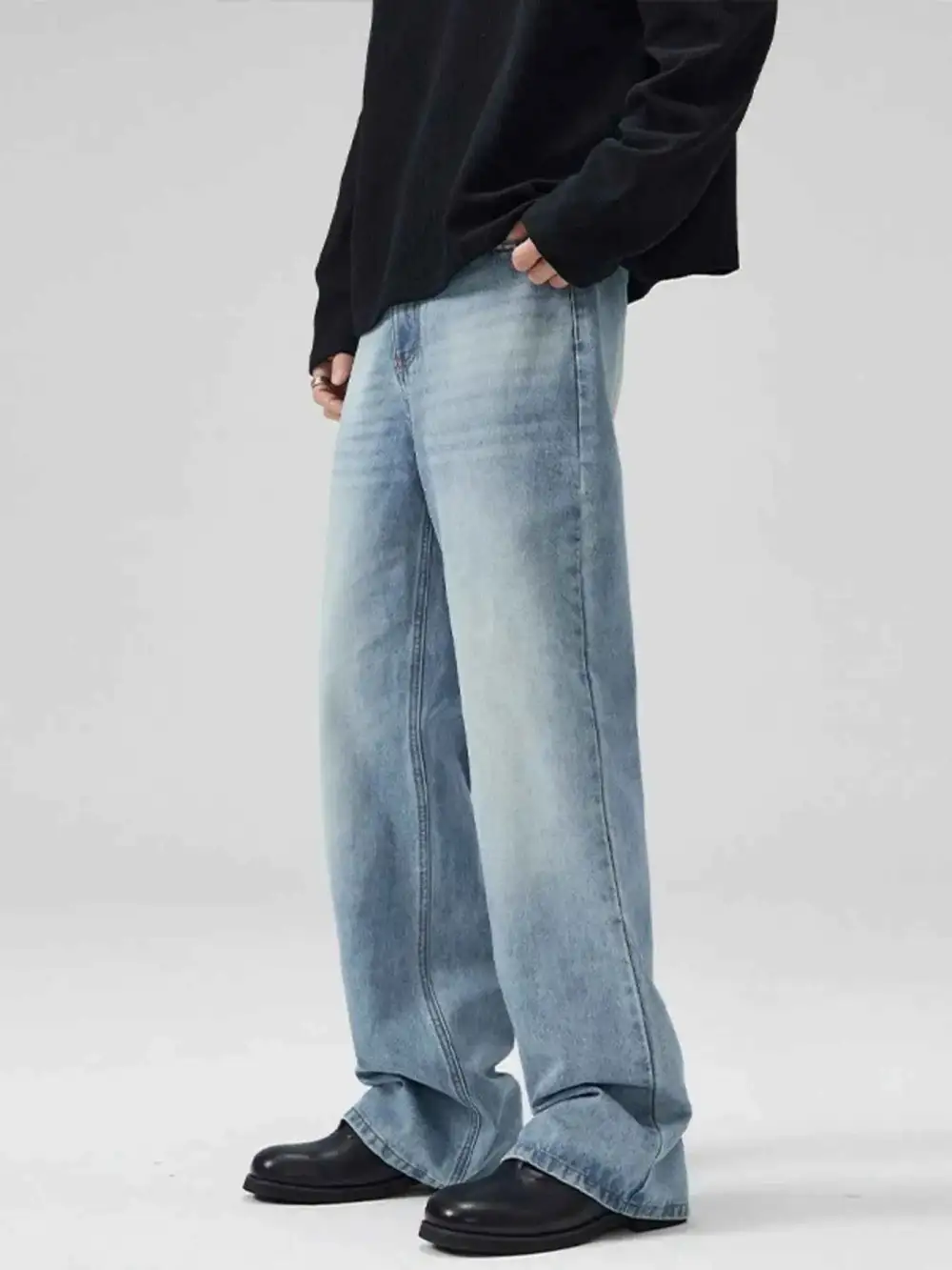 Soft Touch Washed Wide Leg Jeans