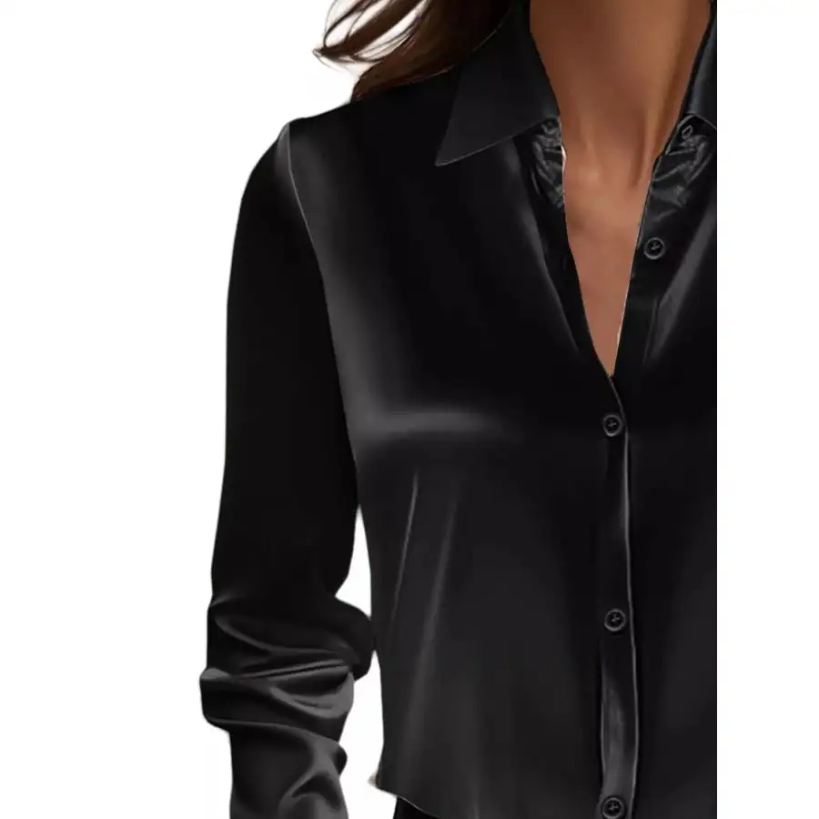 Full Size Button Down Collared Neck Long Sleeve Shirt Plus Size
