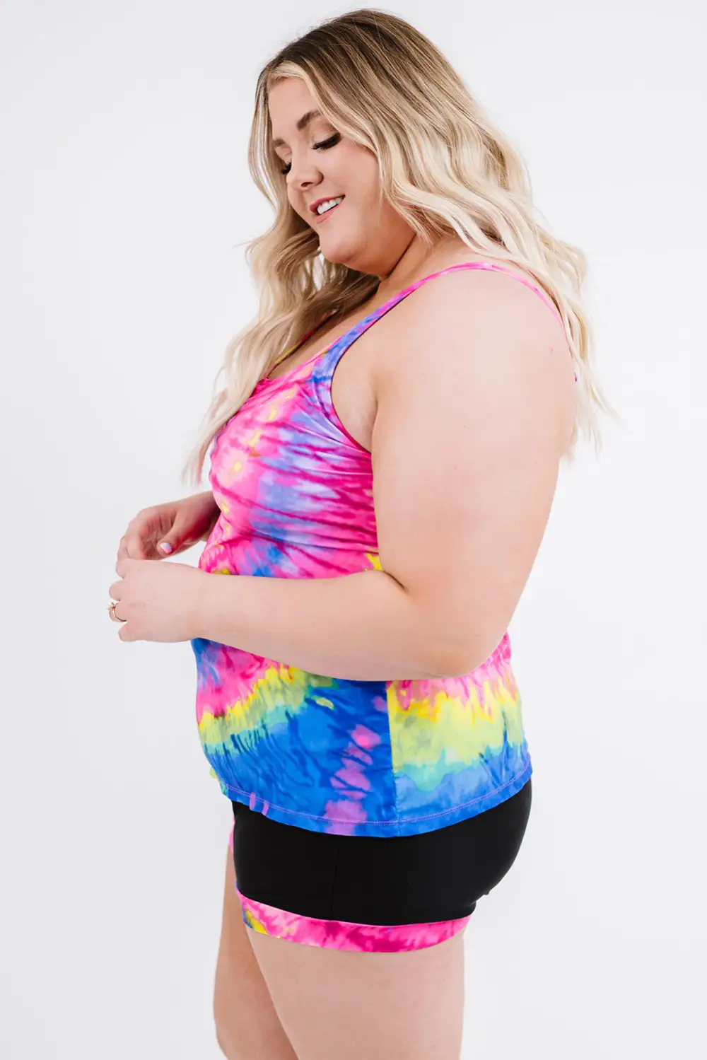 Swimwear Multicolor Tie Dye Plus Size Tankini Set