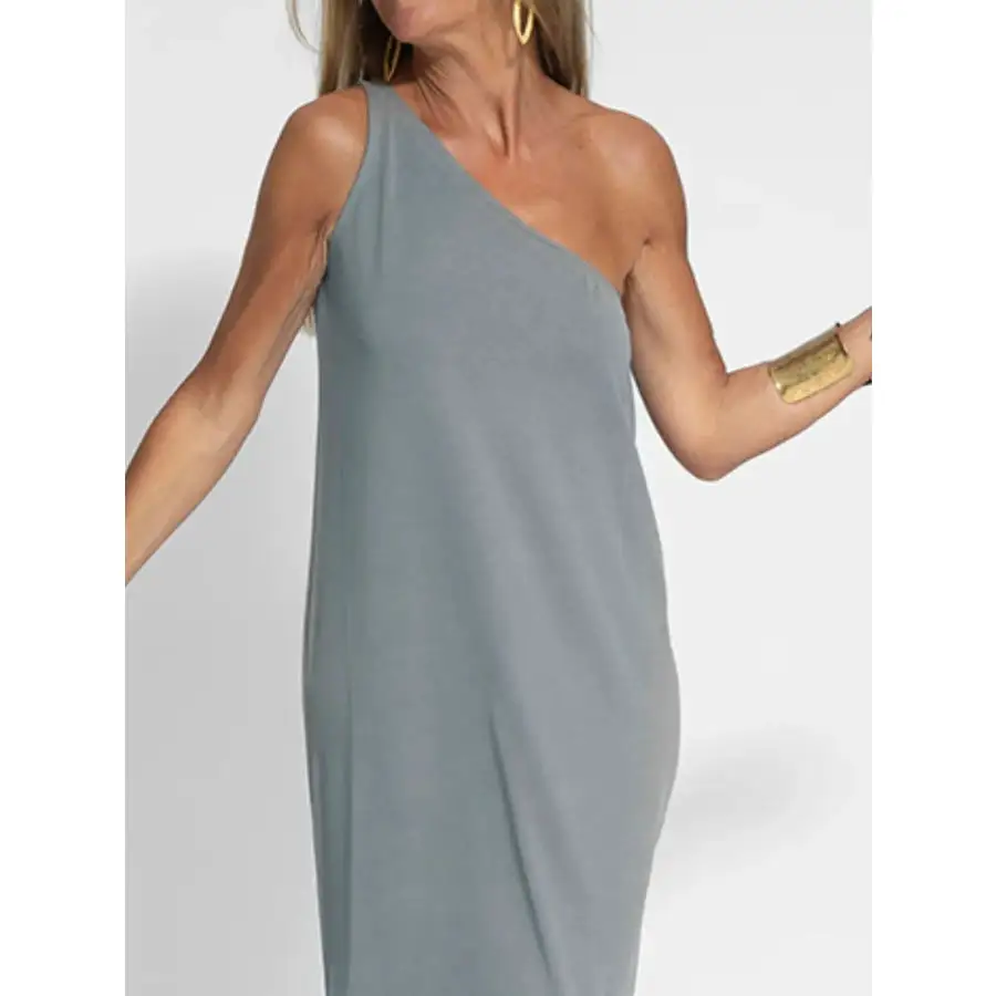 One Shoulder Maxi Dress with Side Slit