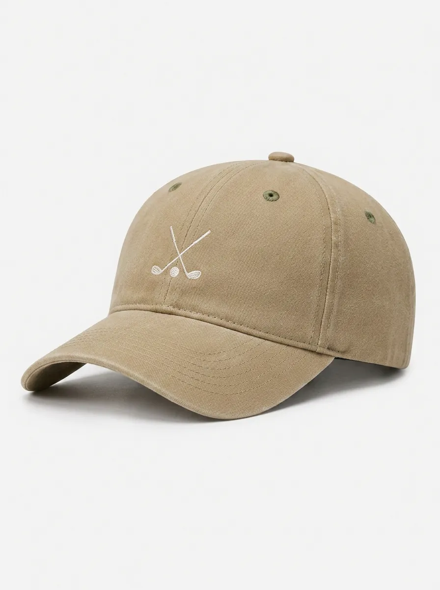 Unisex Golf Baseball Cap Featuring Crossed Clubs Embroidery