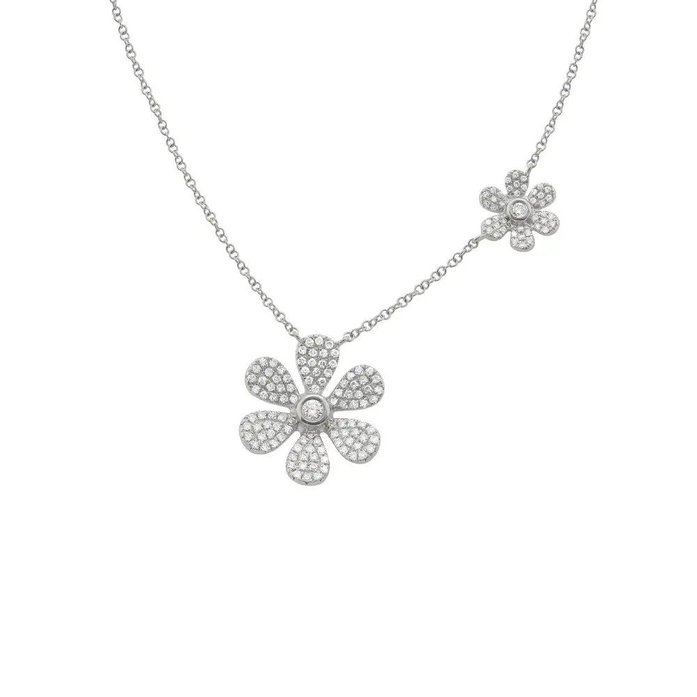 Double Floral Diamond Necklace
