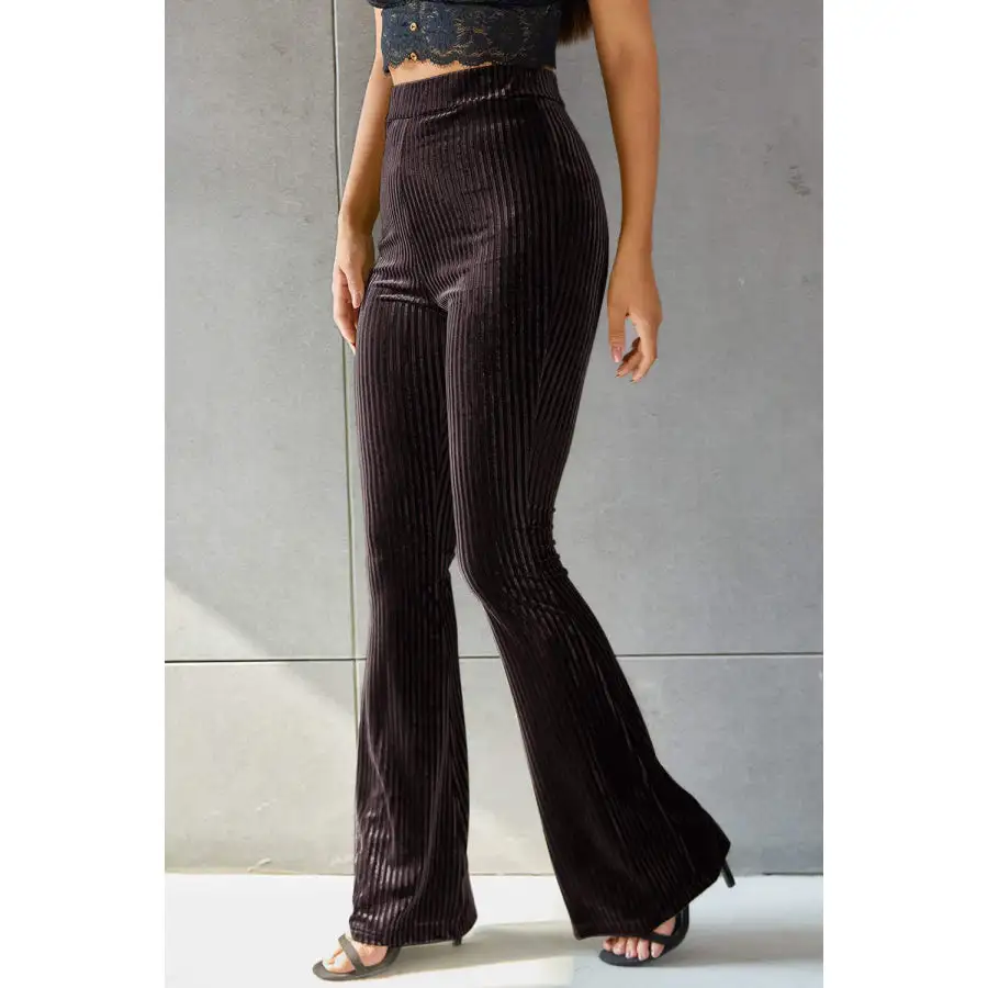 Ribbed High Waist Flare Pants