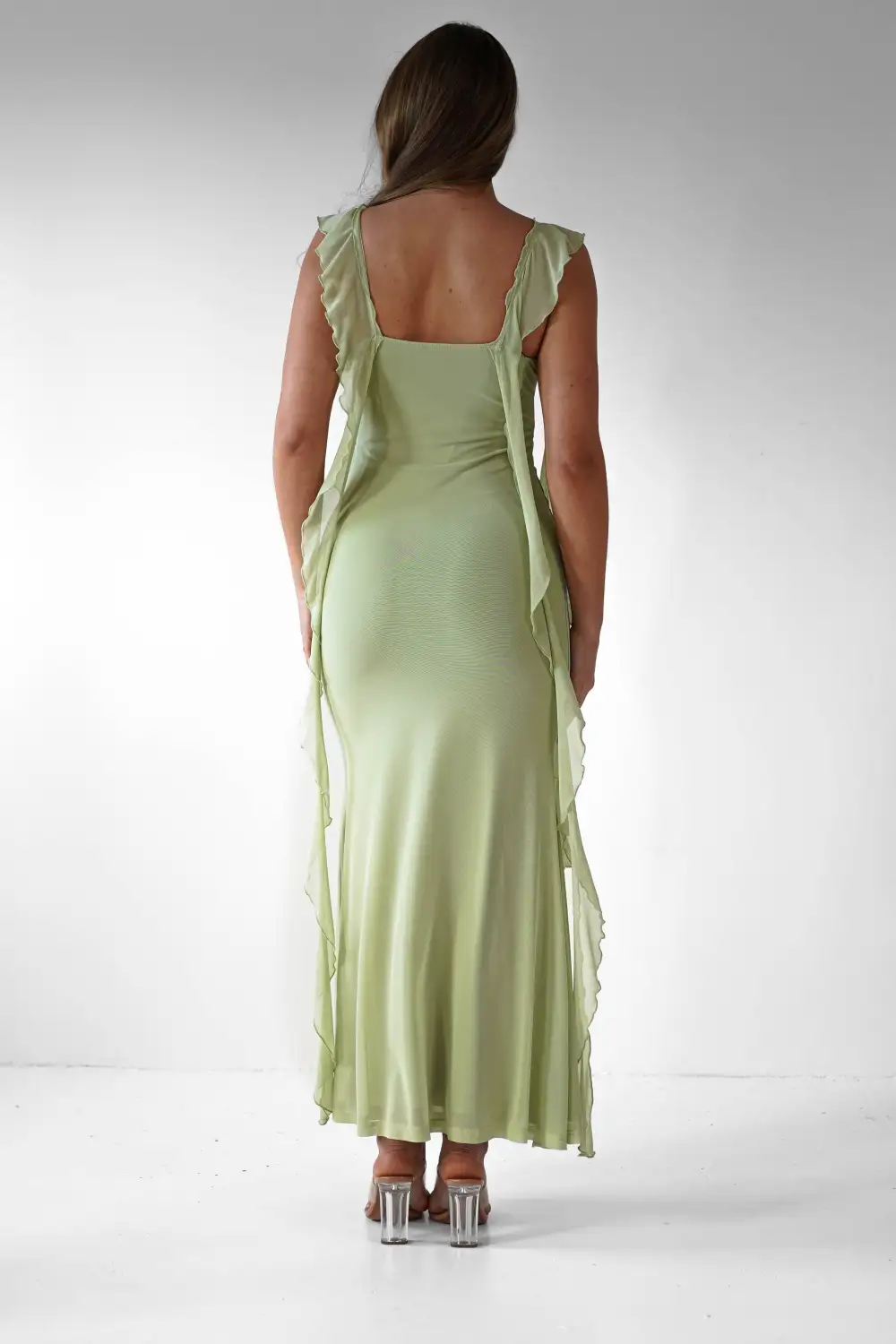  Ruffle Maxi Evening Dress