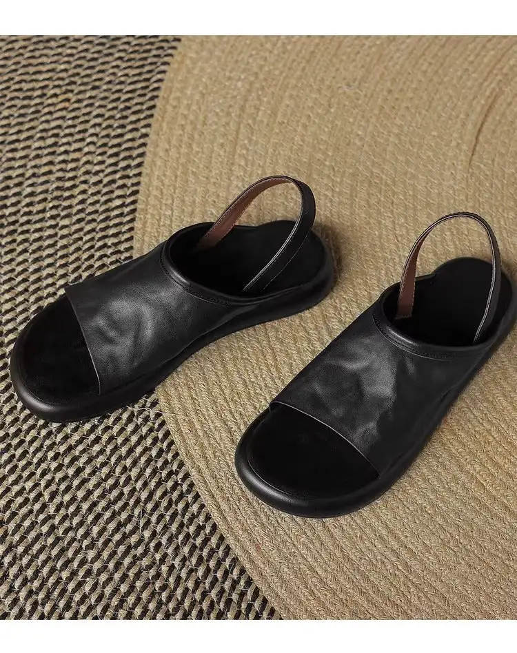 Hollow Detail Open Toe Flat Sandals