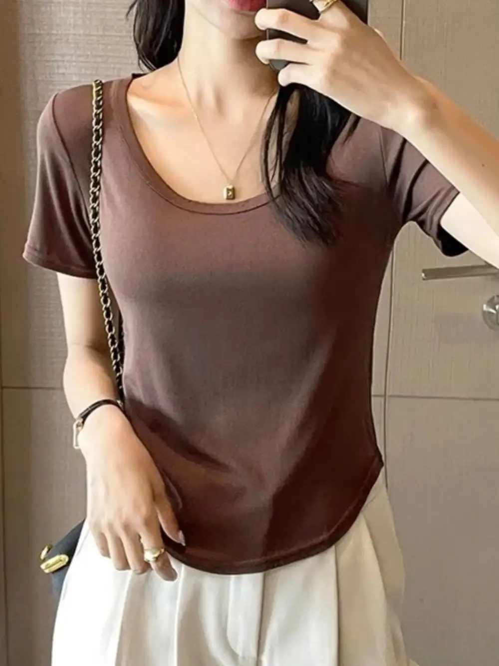 Playful Round-Neck Short-Sleeve T-Shirt
