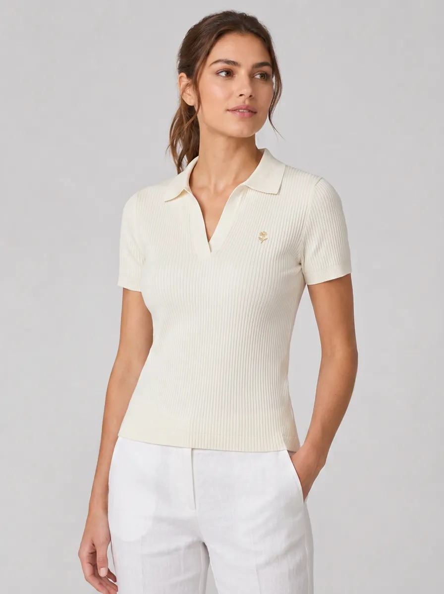 Women's Equestrian Lover Horse Embroidery Printed Polo Shirt