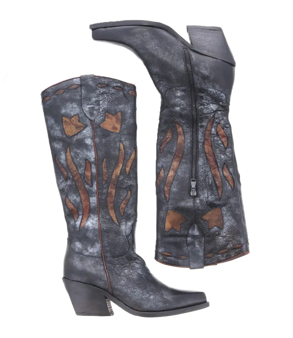 Floral-Stitched Pointed-Toe Western Boots