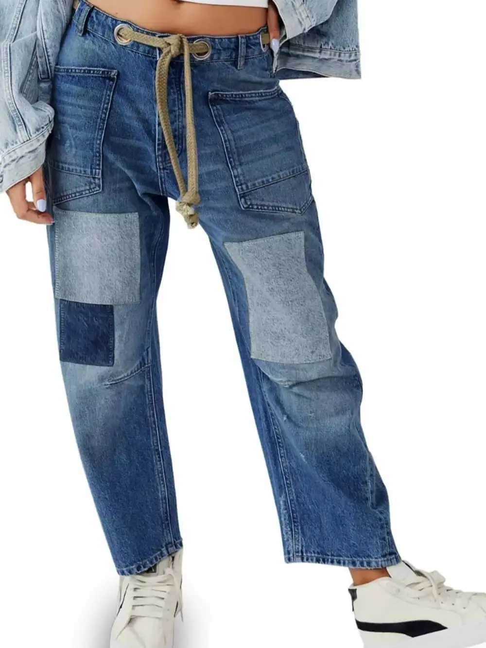 Tailored Wide Leg Washed Denim Jeans