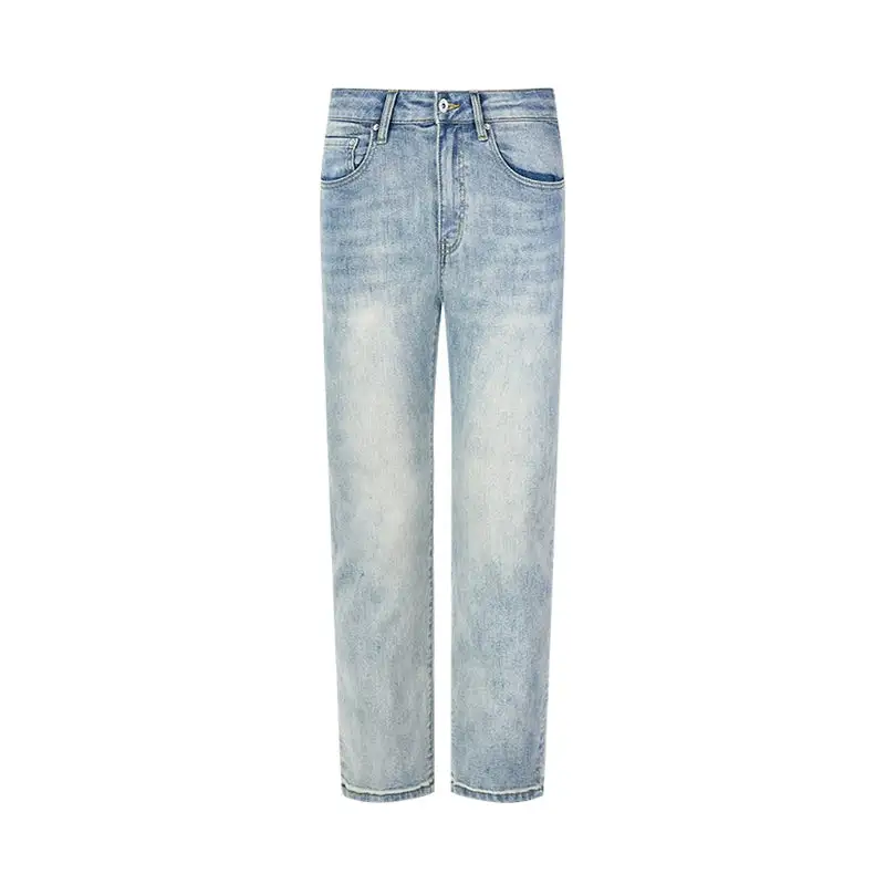 Straight-Leg Light-Wash Jeans