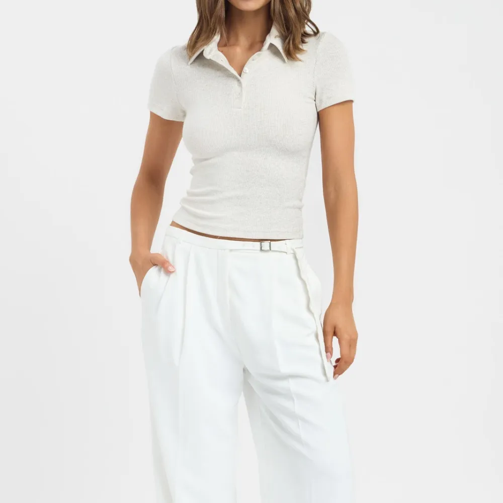 Short Sleeve Cropped Women's Polo Top