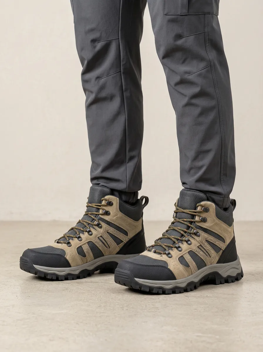 Unisex Topographic Map Trail Hiking Boots