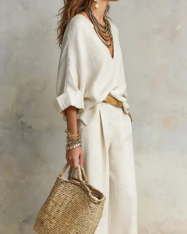 Natural Loose Fitting Resort Wear Set