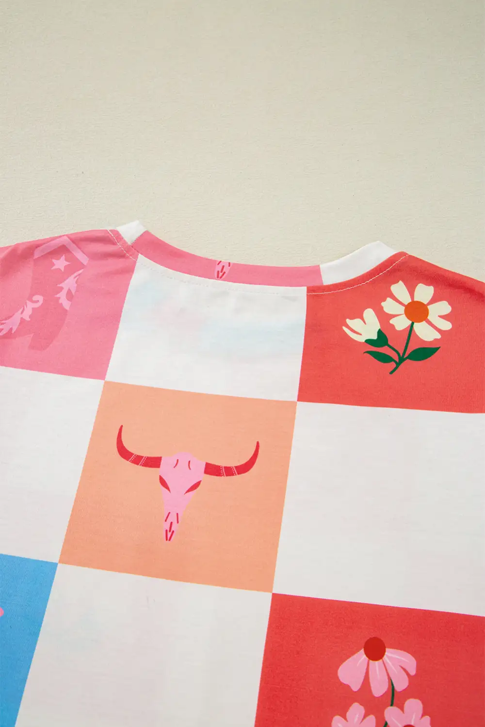 Orange Western Fashion Checker Print