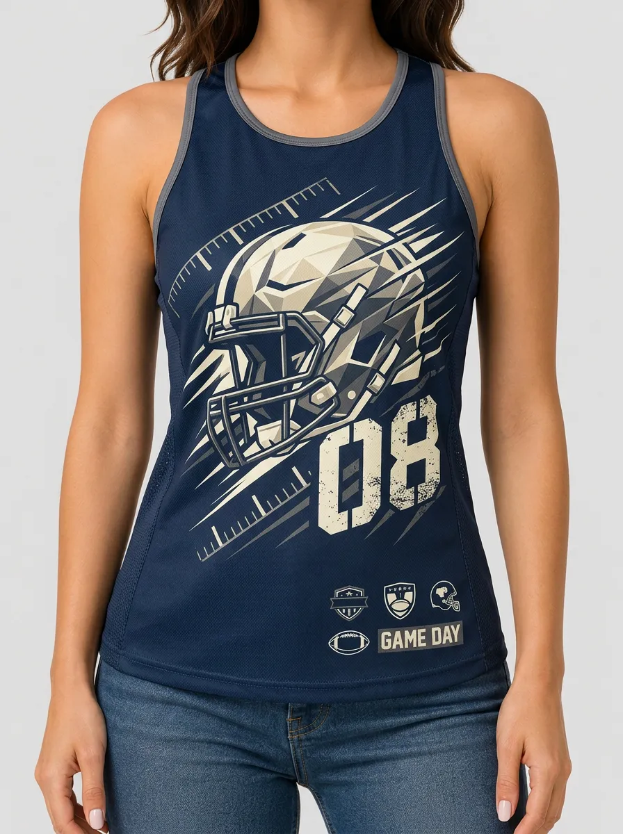 Women's Football Fan 08 Helmet Graphic Printed Tank Top