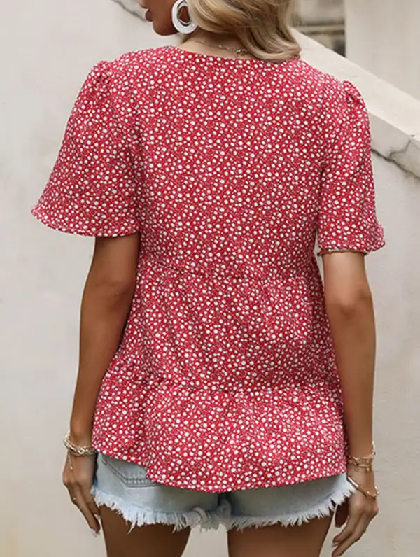 Polka Dot V Neck Shirt
