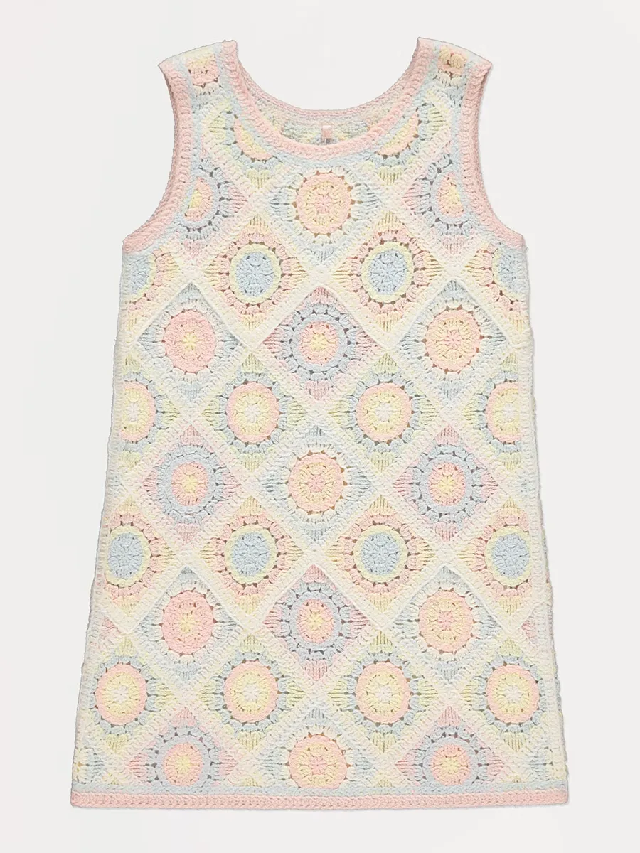 Cream Pastel Crochet Dress