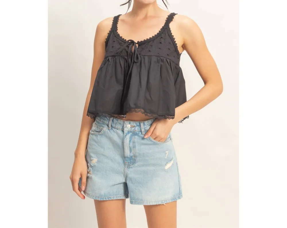 Scalloped Lace Trim Tank Top
