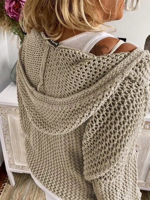 Hooded Openwork Sweater
