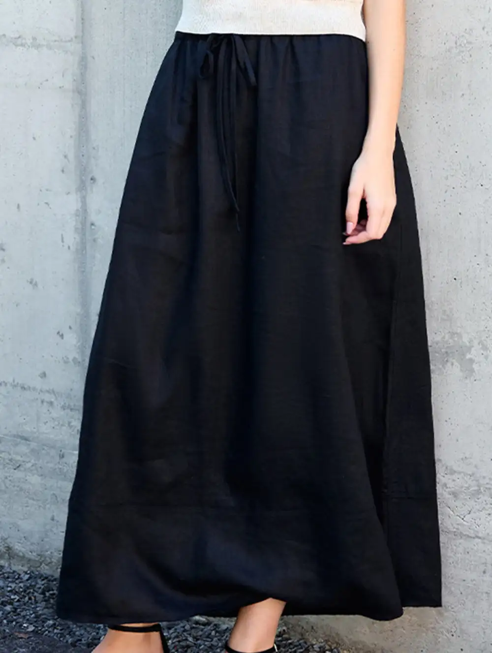 Linen A-Line Midi Skirt