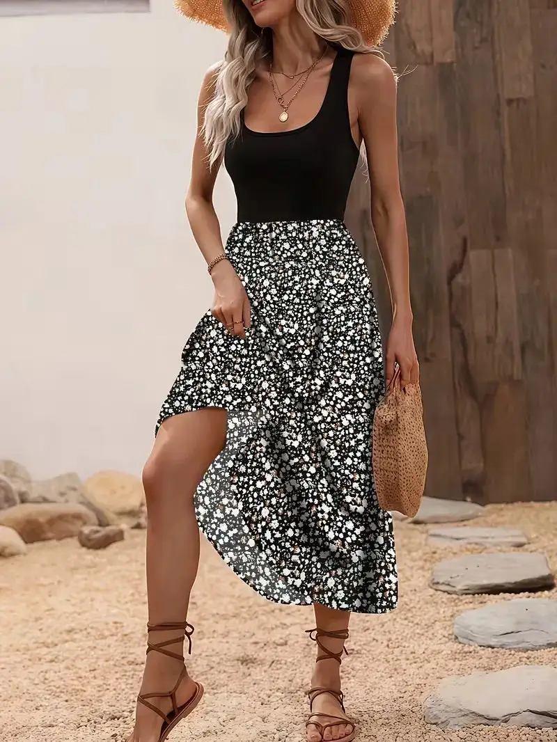 Floral A-Line Bohemian Maxi Dress
