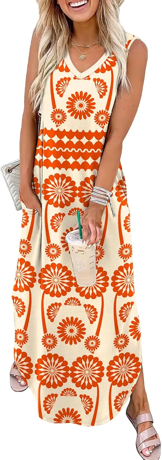Sampeel Summer Dresses Maxi Dress Vacation Beach Sundresses 2025 with Pockets