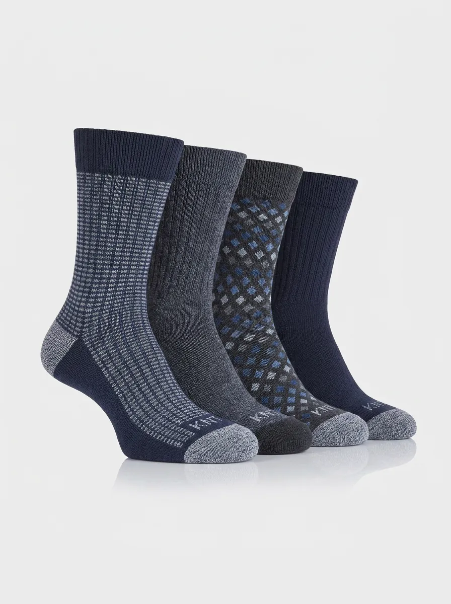 Nature-Inspired Geometric Men's Four-Pair Long Socks