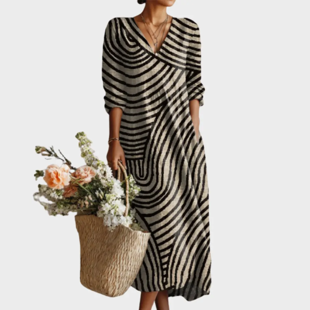 Linen Printed Relaxed Casual Dress
