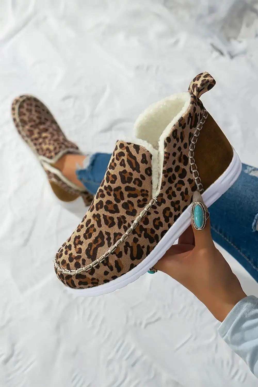 Warm Leopard Fleece Lined Boots