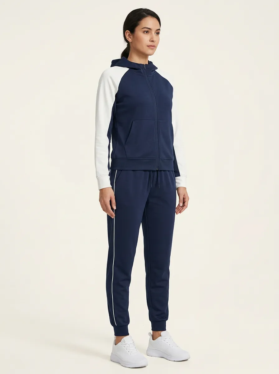 Women's Raglan Zip-Up Hoodie and Side-Piped Jogger Set