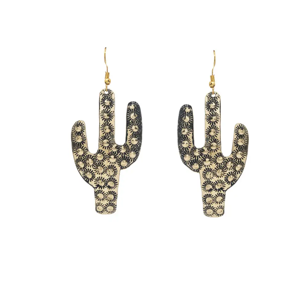 Rustic Modern Artful Cactus Earrings