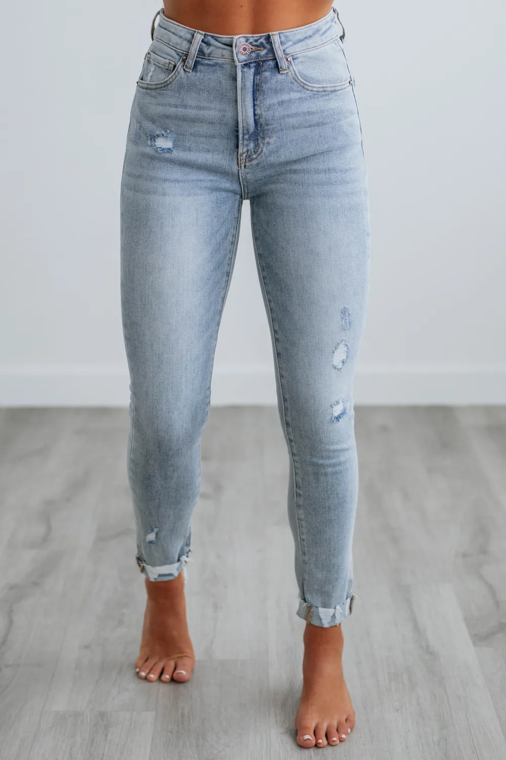 Women's High Rise Skinny Fit Raw Hem Jeans