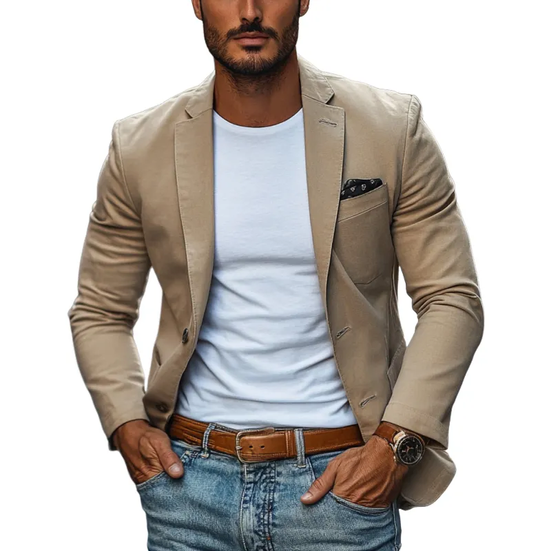 Cotton Structured Button Blazer