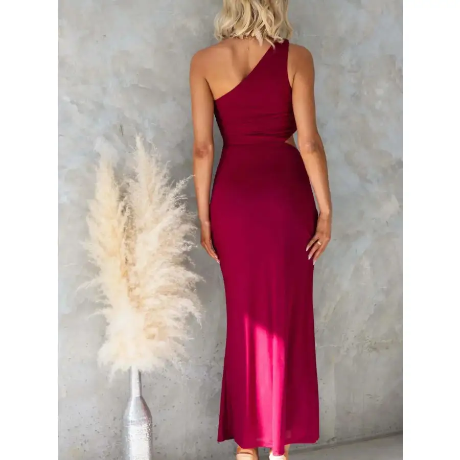 One Shoulder Cutout Bodycon Maxi Dress