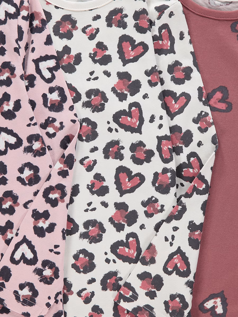 Pink Leopard Heart Pyjamas 3 Pack detail 1