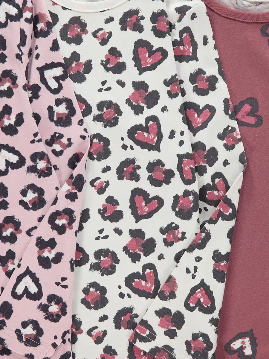 Pink Leopard Heart Pyjamas 3 Pack