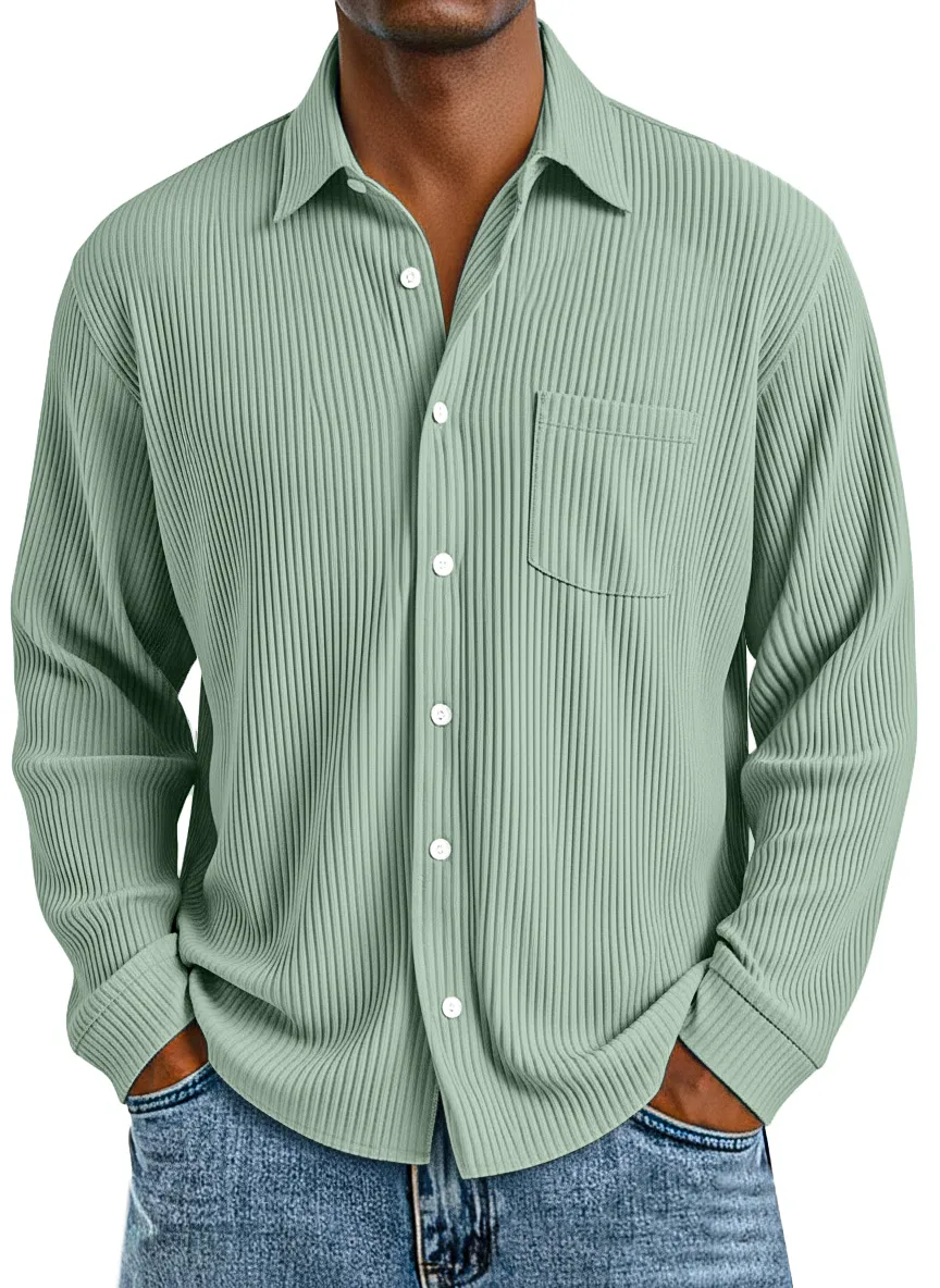 Layered Long Sleeve Open Collar Shirt