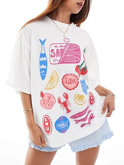 Food - Themed Collage Printed White Tee