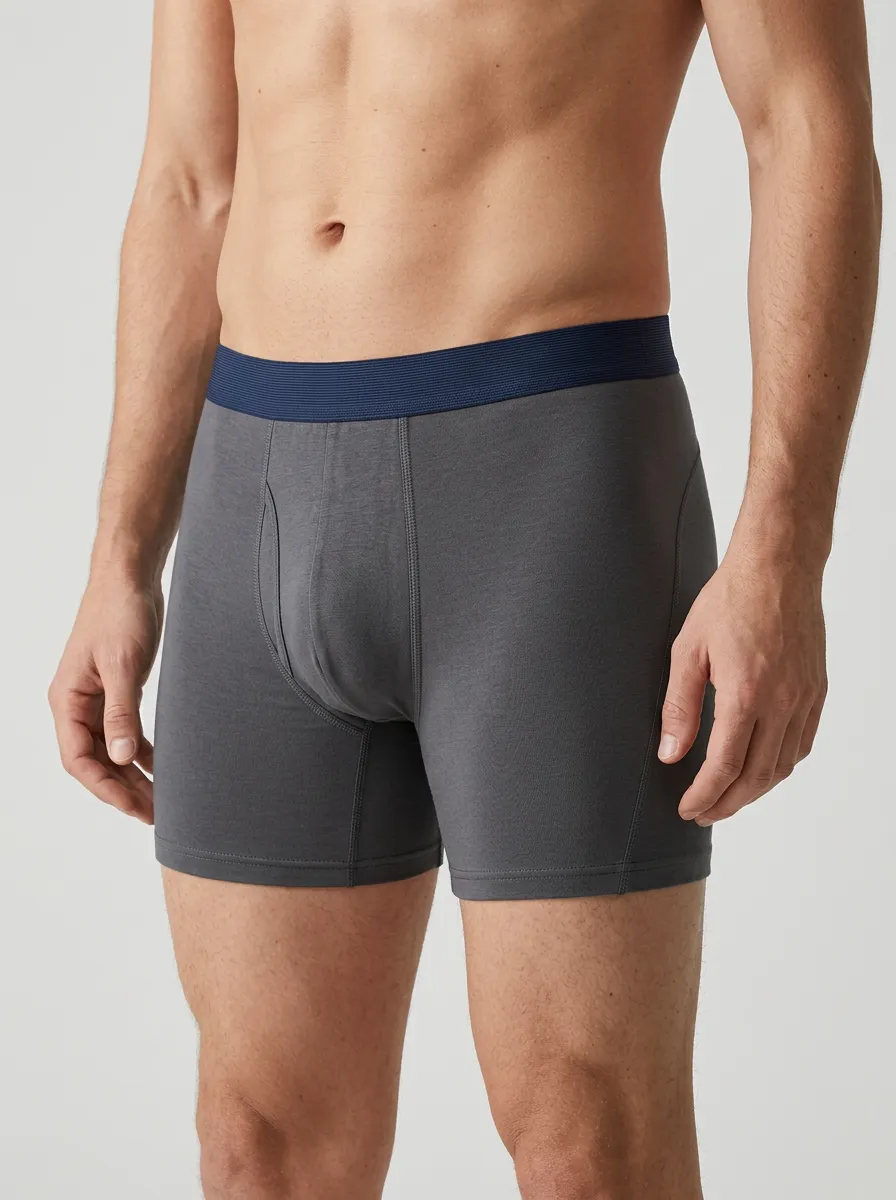 Casual Waistband-Detail Performance Look Men's Boxer Briefs