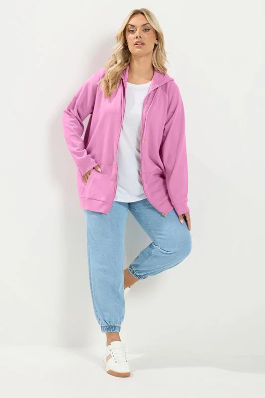 Pink Zip Through Raglan Hoodie detail 2