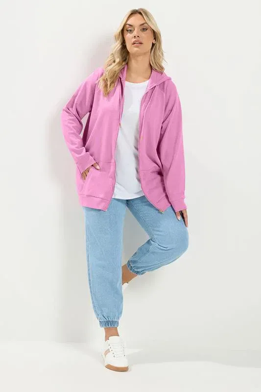 Pink Zip Through Raglan Hoodie