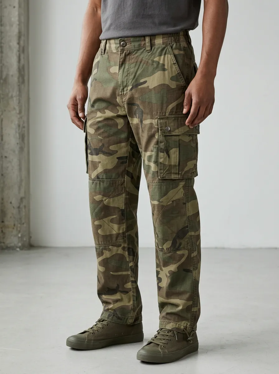 Men's Military Style Camouflage Printed Cargo Pants